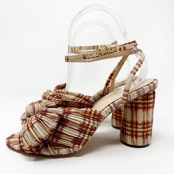 Loeffler Randall Camellia Bow Heel In Cranberry Plaid US 8 - Picture 3 of 15